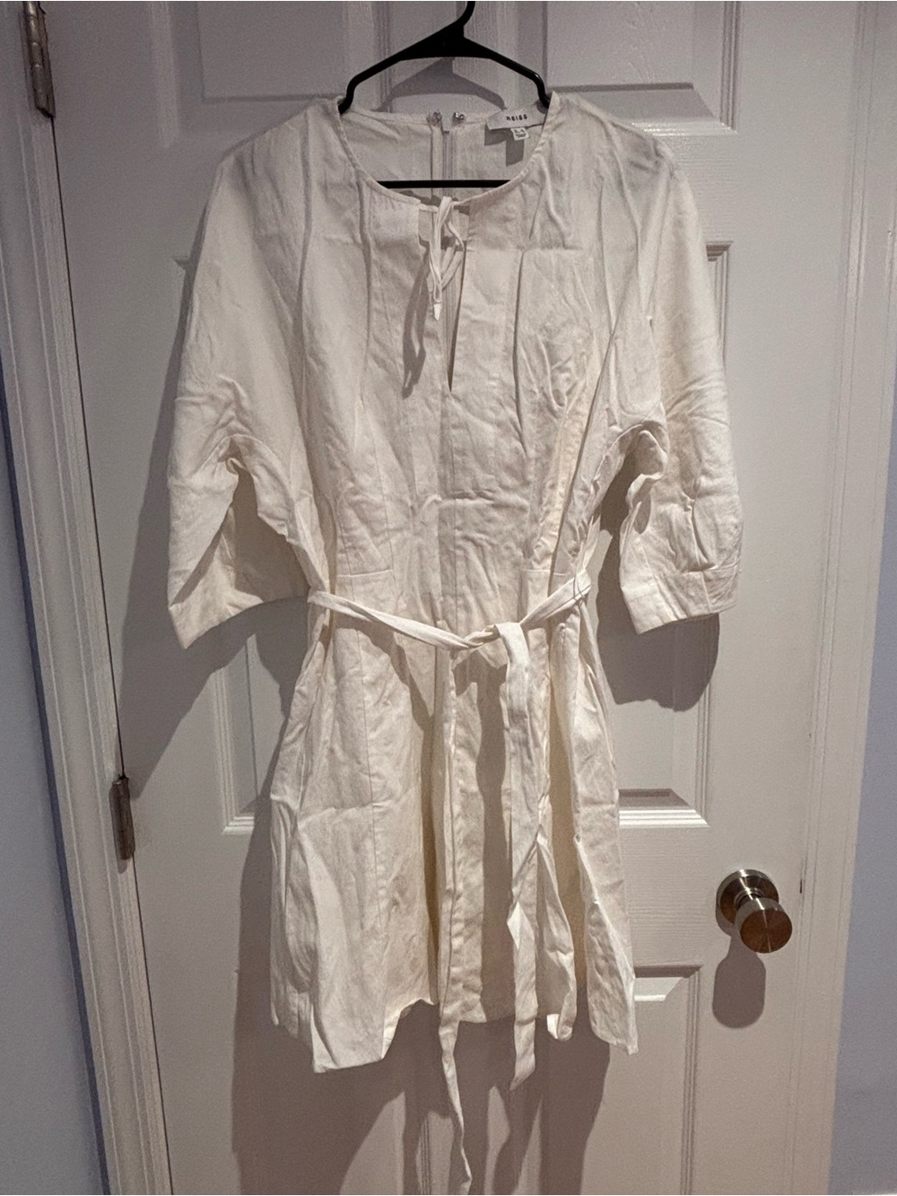 Reiss White Linen-Blend Tunic Dress